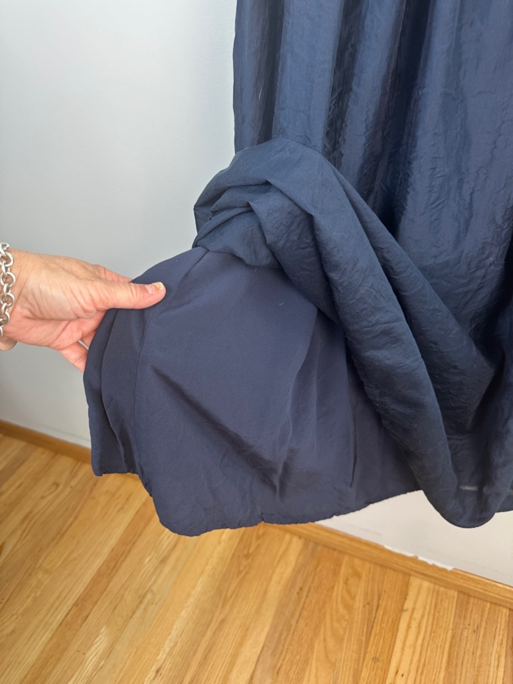 J.Crew Gathered Waist Mixy Dress Ribbed Knit Top Crinkly Sheer Skirt Lined MED - Picture 13 of 16